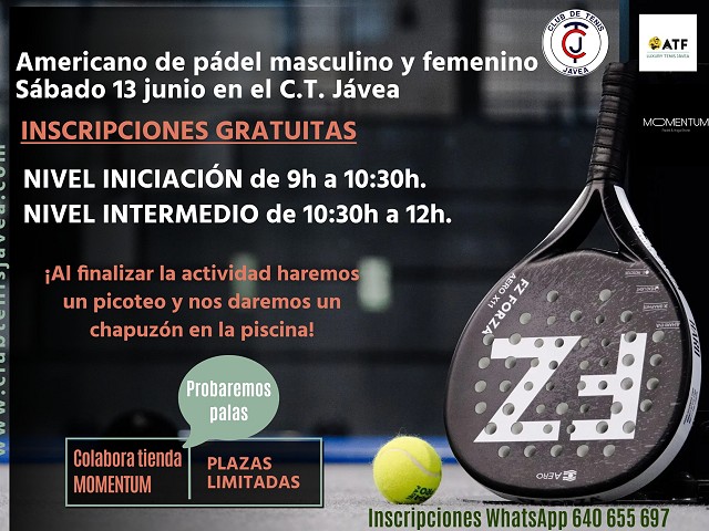Americano de pádel masculino y femenino